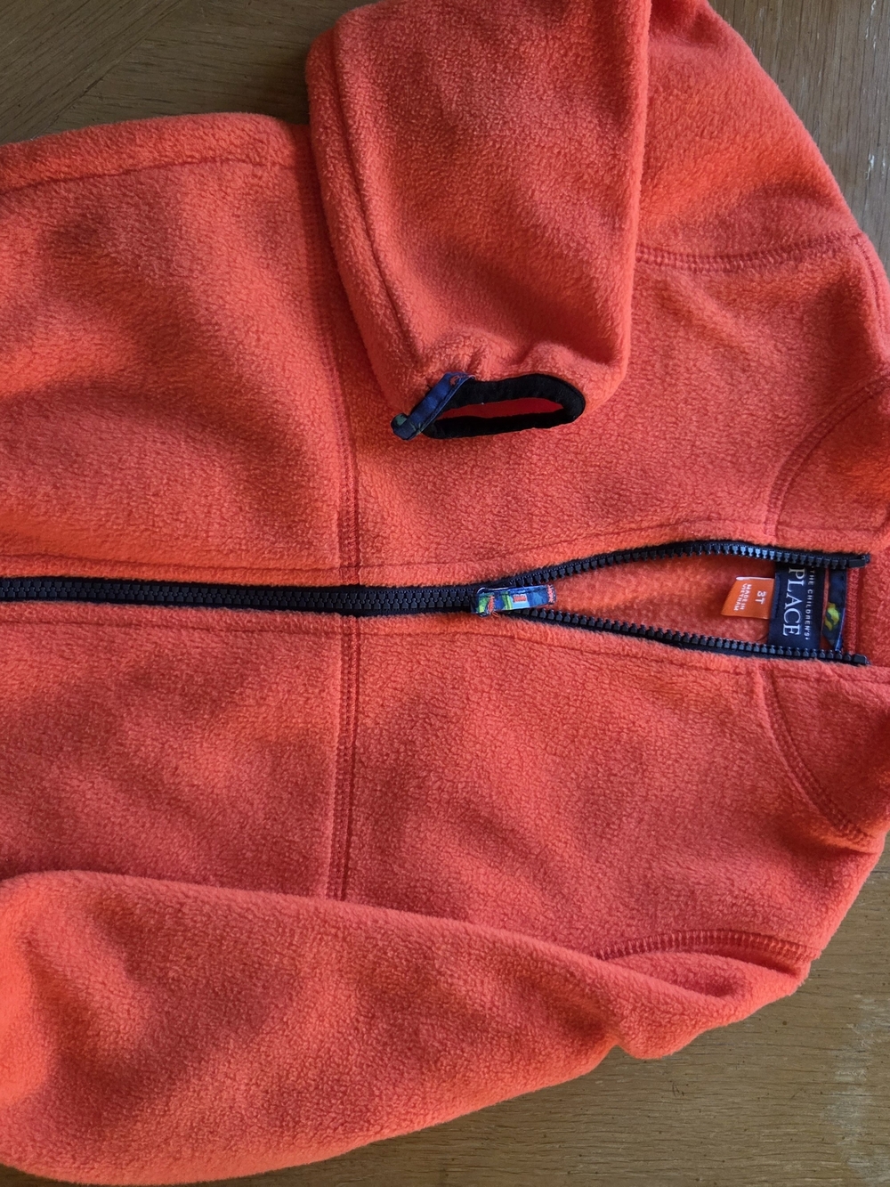 The Children's Place Orange Fleece Full-Zip Jacket with Navy Trim